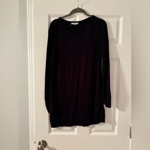 Loft Outlet | Black Long Waffle Sleeve Tunic Sweater | Size M